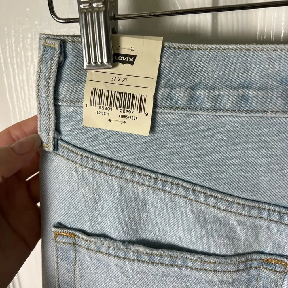 Levi’s Ribcage High Rise Distressed Straight Ankle Blue Jeans Ojai Shore 27